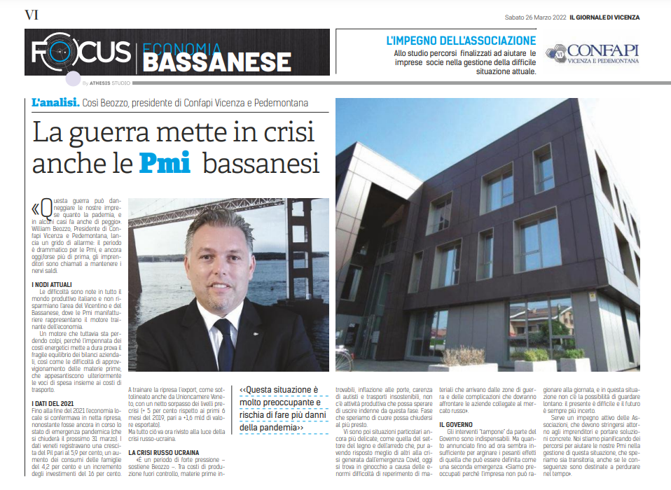Il Giornale di Vicenza: William Beozzo sulle PMI bassanesi