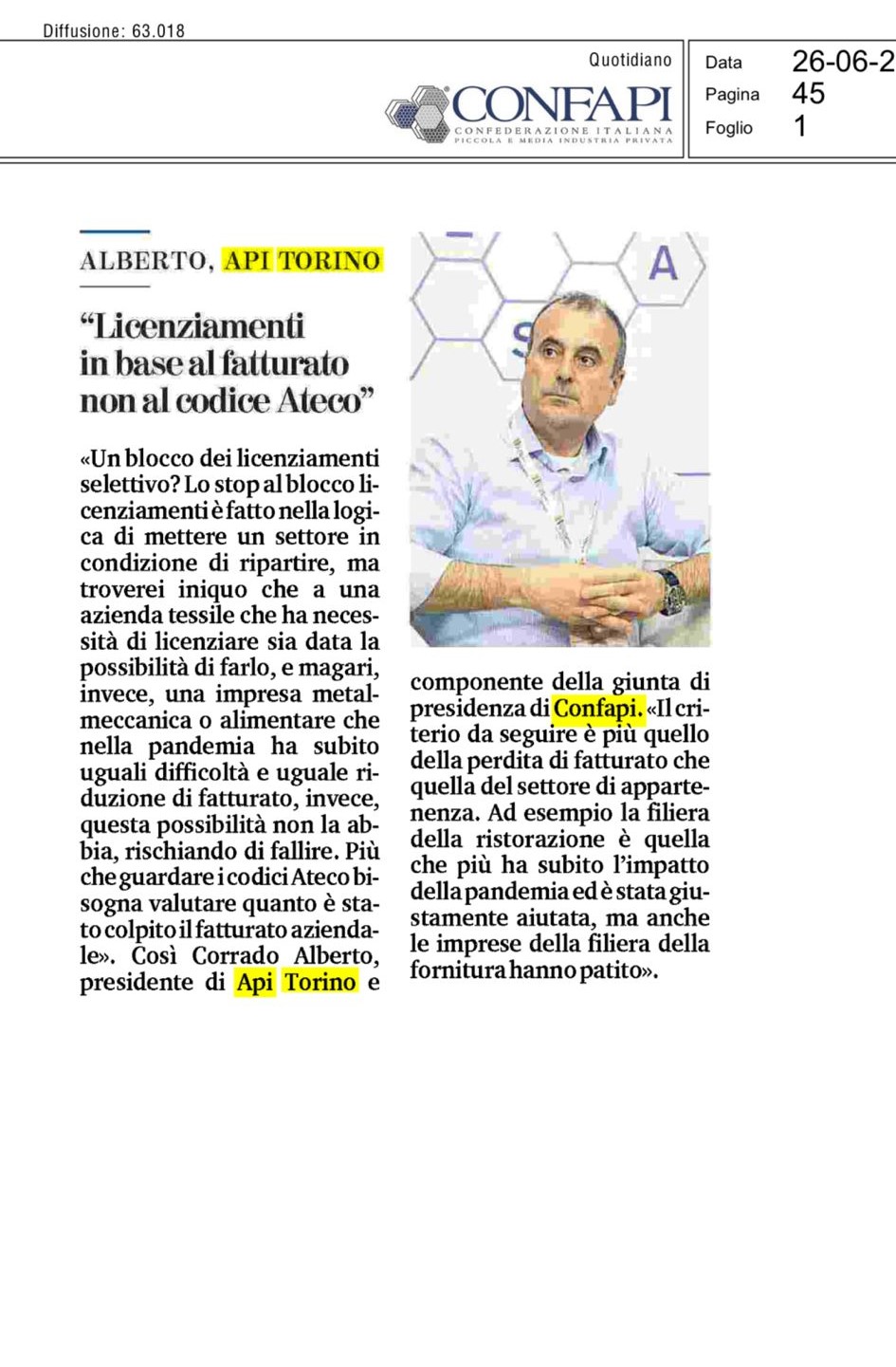 Licenziamenti in base al fatturato, non al codice Ateco